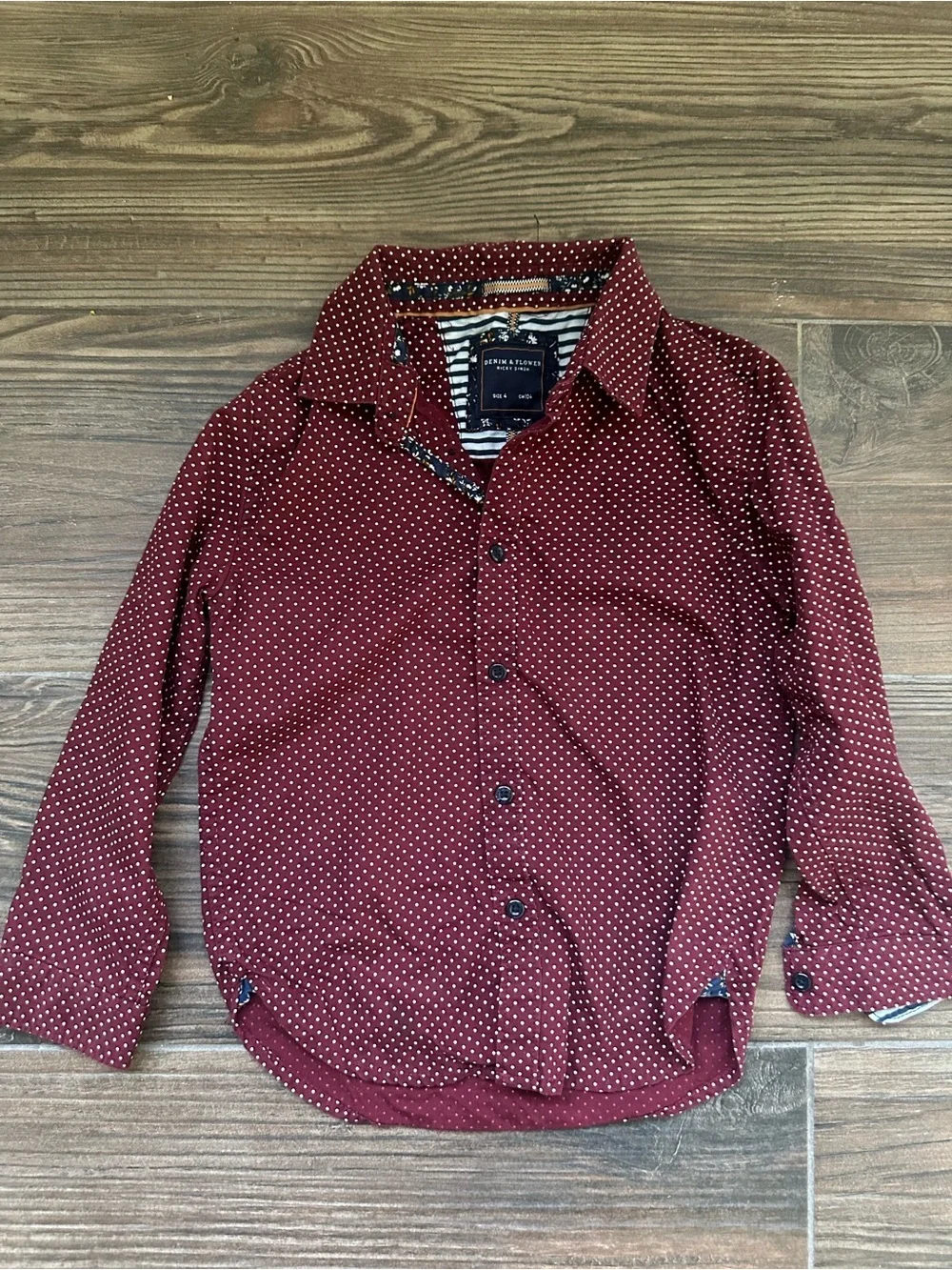 Polka Dot Polo Boys 4t Burgundy Button-Up Shirt & Light Blue Oxford Shirt